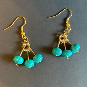 3 for 15. Handmade Gold Tone Earrings with Faux Turquoise Stones